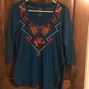 Sundance embroidered knit top, women’s size Medium